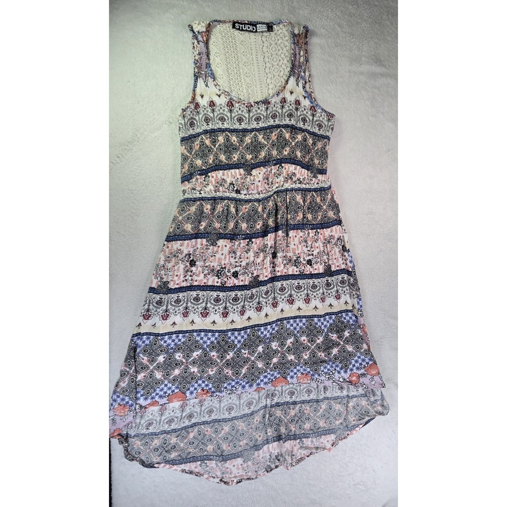Studio 253 Boho Sundress Large Lace Crochet Sleeveless Festival Summer Dress...